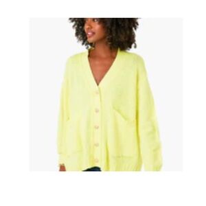 Pomander Place (Tuckernuck) cardigan sweater. Neon yellow, size small.